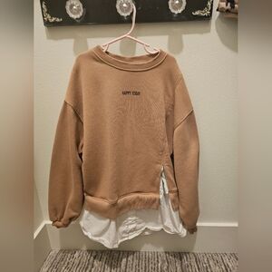 Zara girls sweatshirt with white button up